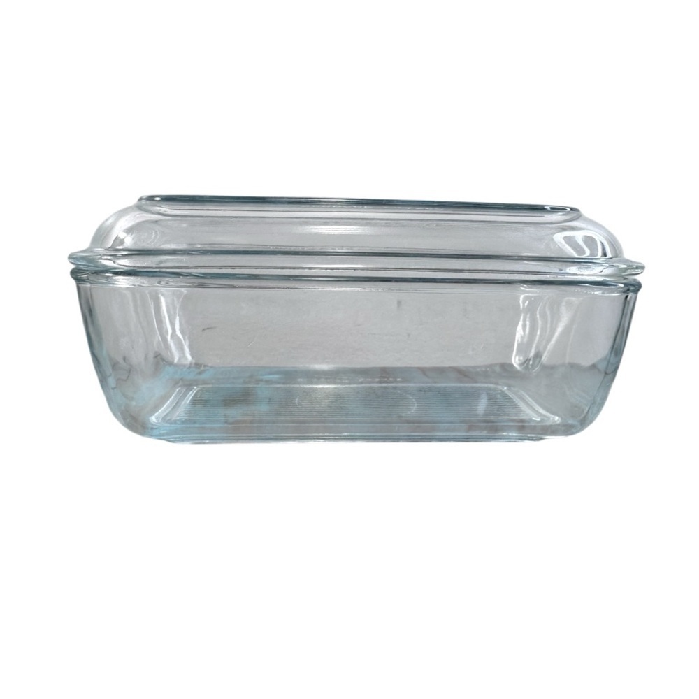 Vintage French Arcoroc Glass Butter Dish with Lid Retro 1960s